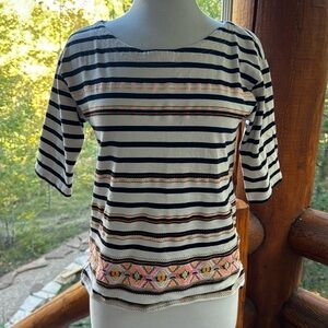 Jcrew sweatshirt stripes embroidered top